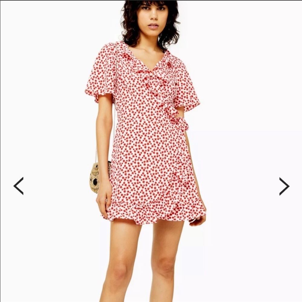 Topshop floral wrap mini dress